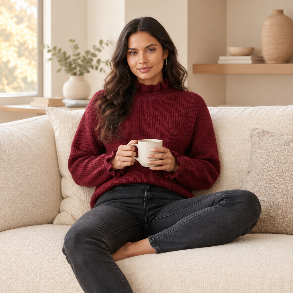 Strickpullover Damen in Weinrot, Hoodies und Strick für Damen.
