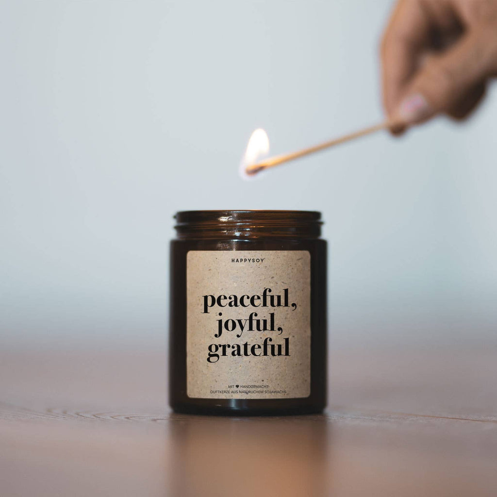 Duftkerze Peaceful Joyful Grateful – Yoga & Meditation Kerze | Soja Duftkerze