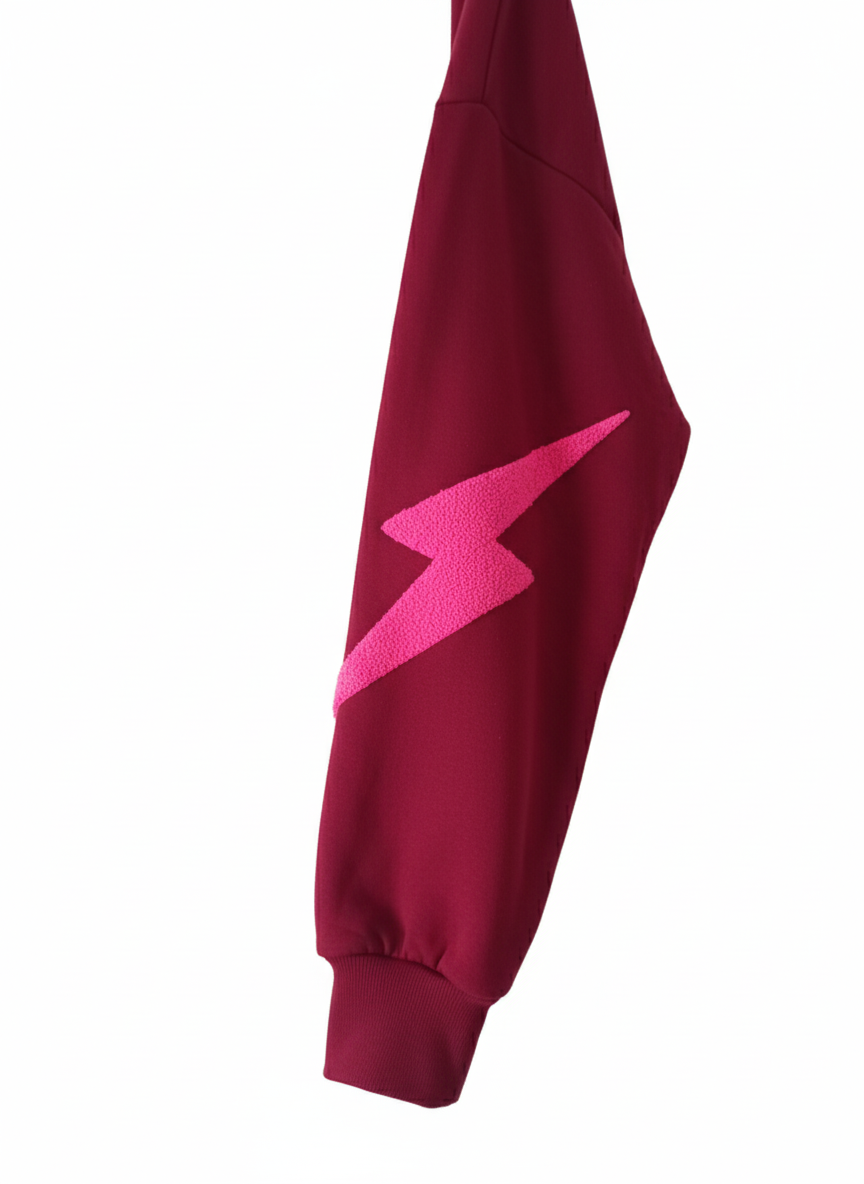 Damen Blitz Hoodie Pink & Rot – Modern & Gemütlich mit Kapuze