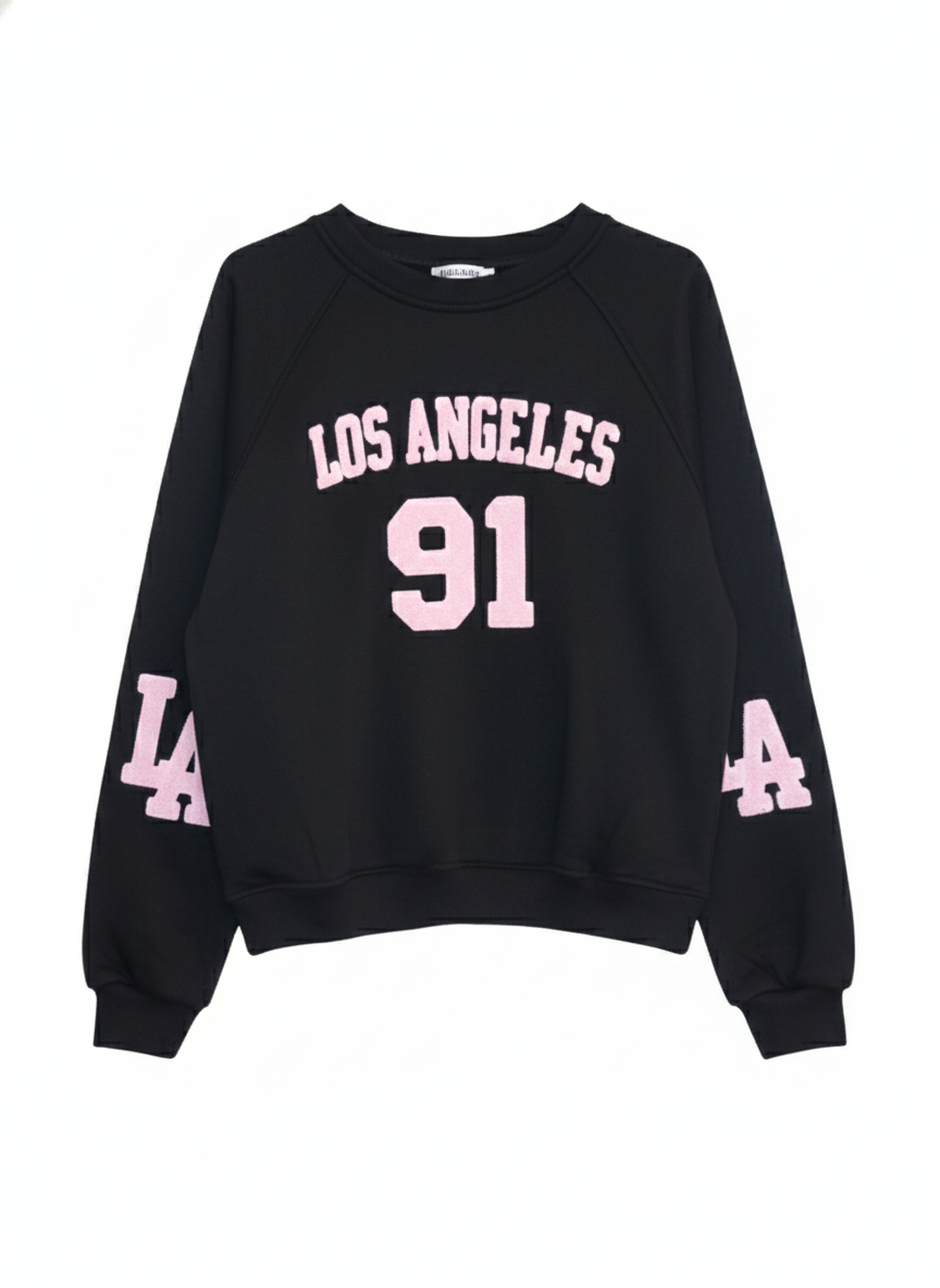 Los Angeles 91 Pullover Damen Schwarz Weiß