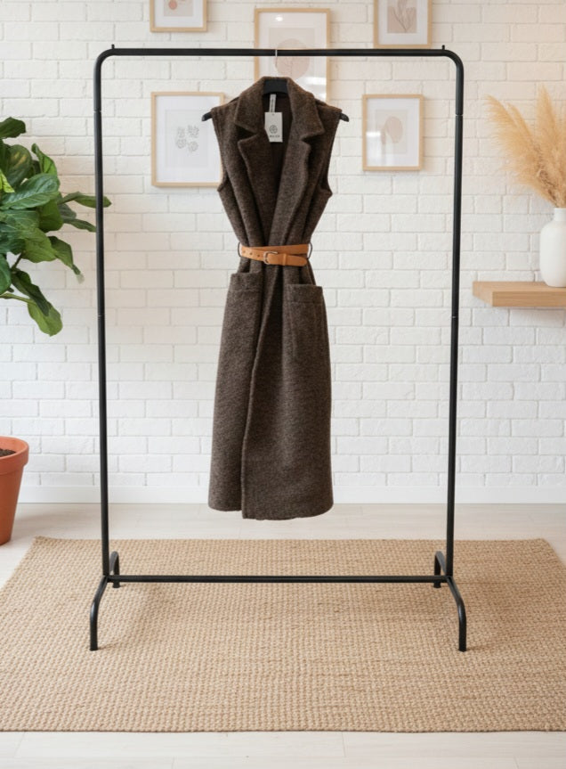 Elegante Long-Weste im Teddy-Bouclé-Stil – Mit Gürtel