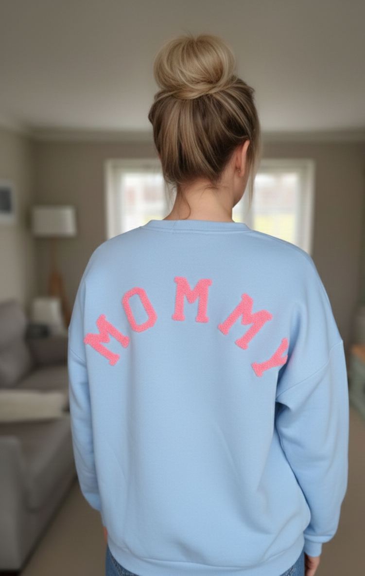 Damen Strickpullover "Mummy" – Oversized Sweater mit Statement