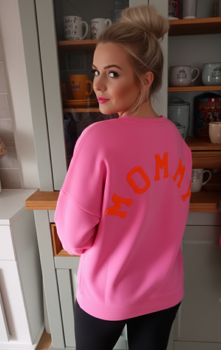 Damen Strickpullover "Mummy" – Oversized Sweater mit Statement