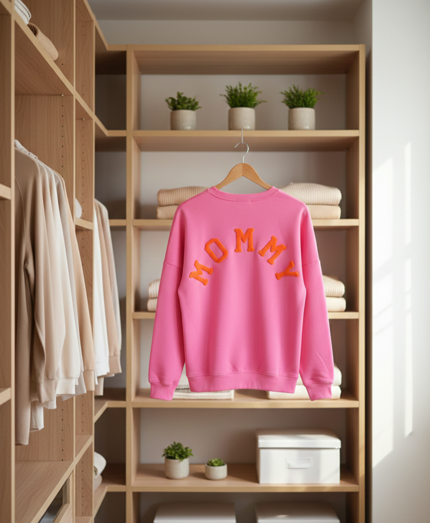 Damen Strickpullover "Mummy" – Oversized Sweater mit Statement