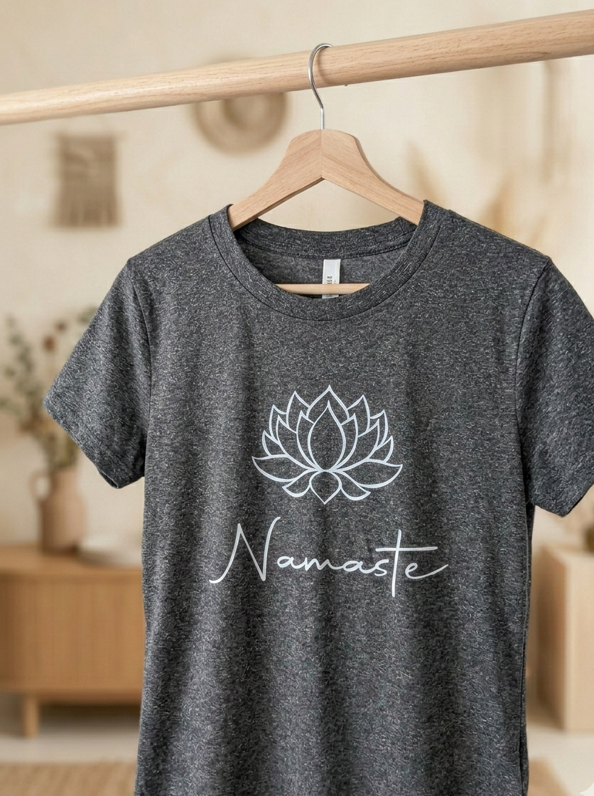 Damen Yoga T-Shirt "Namaste" mit Lotusblüte – Premium Sportshirt