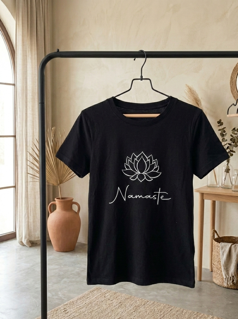 Damen Yoga T-Shirt "Namaste" mit Lotusblüte – Premium Sportshirt