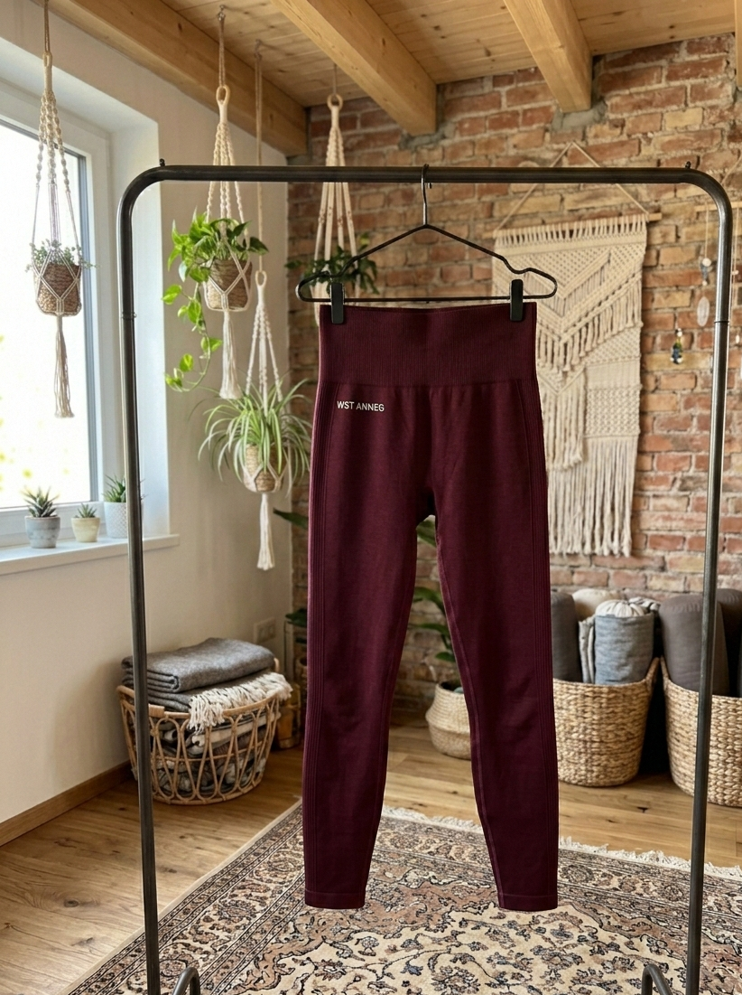 High-Waist Seamless Leggings Burgundy – Premium Sportleggings Damen