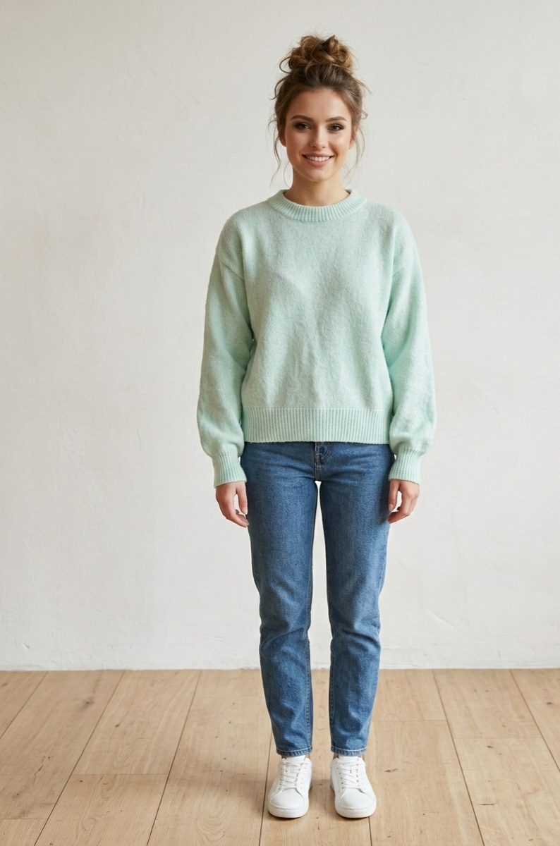 Damen Strickpullover Mint Größe S – Pflegeleicht Knitterfrei Frühjahr 2026