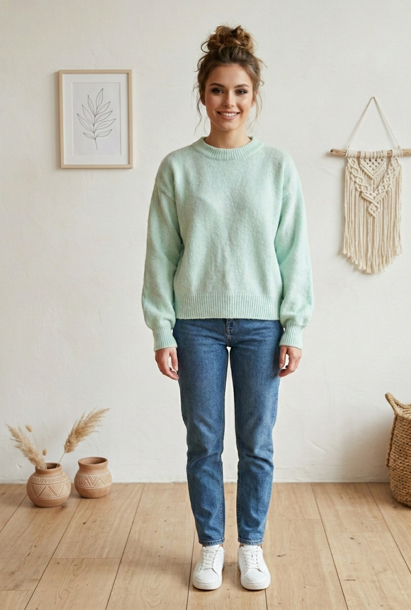 Damen Strickpullover Mint Größe S – Pflegeleicht Knitterfrei Frühjahr 2026