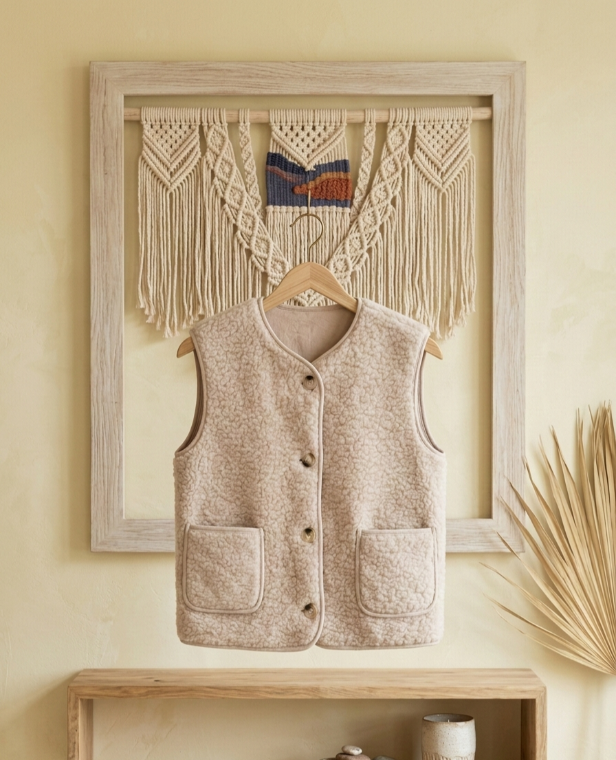 Teddy Weste Damen Beige – Kuschelige Fleece Weste | Sherpa Weste