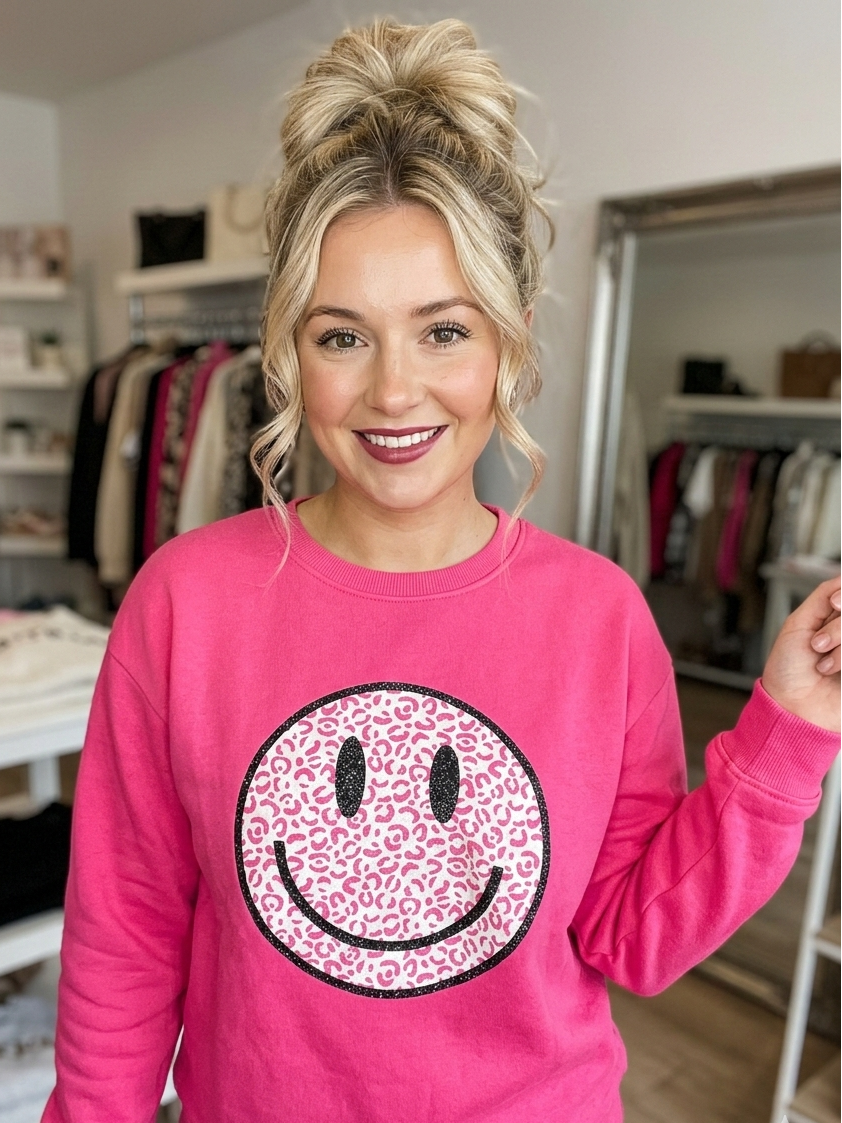 Statement Sweatshirt Pink – Leo Smiley Sweater