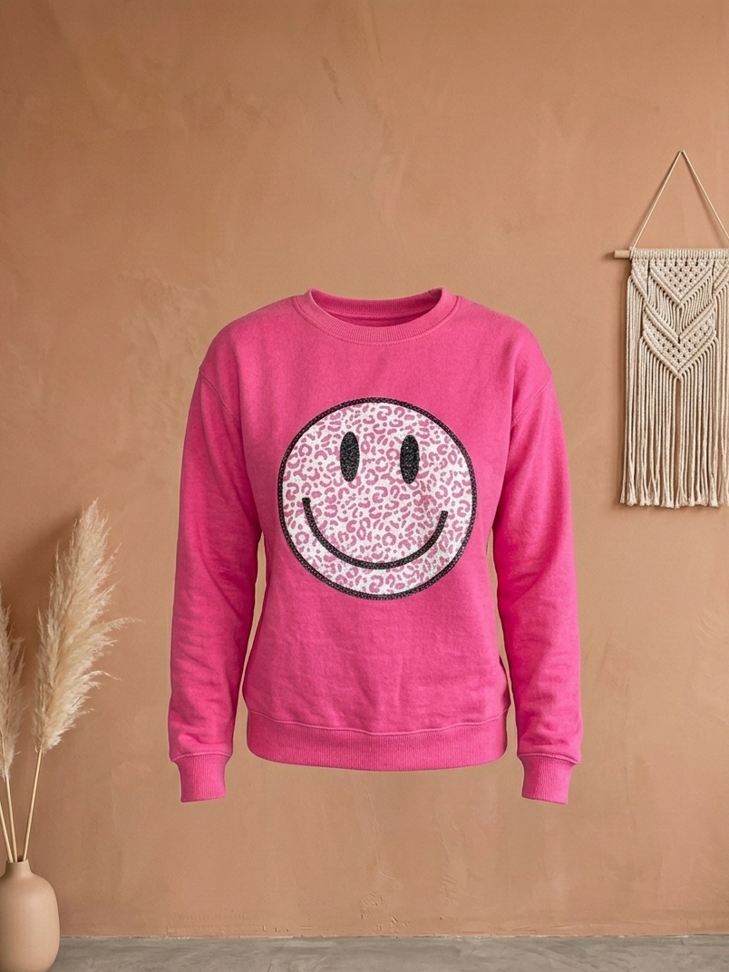 Statement Sweatshirt Pink – Leo Smiley Sweater