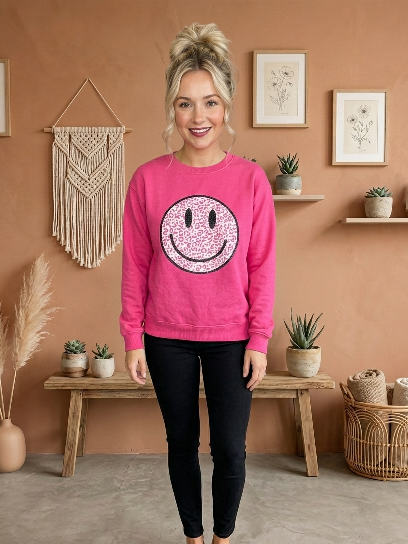 Statement Sweatshirt Pink – Leo Smiley Sweater
