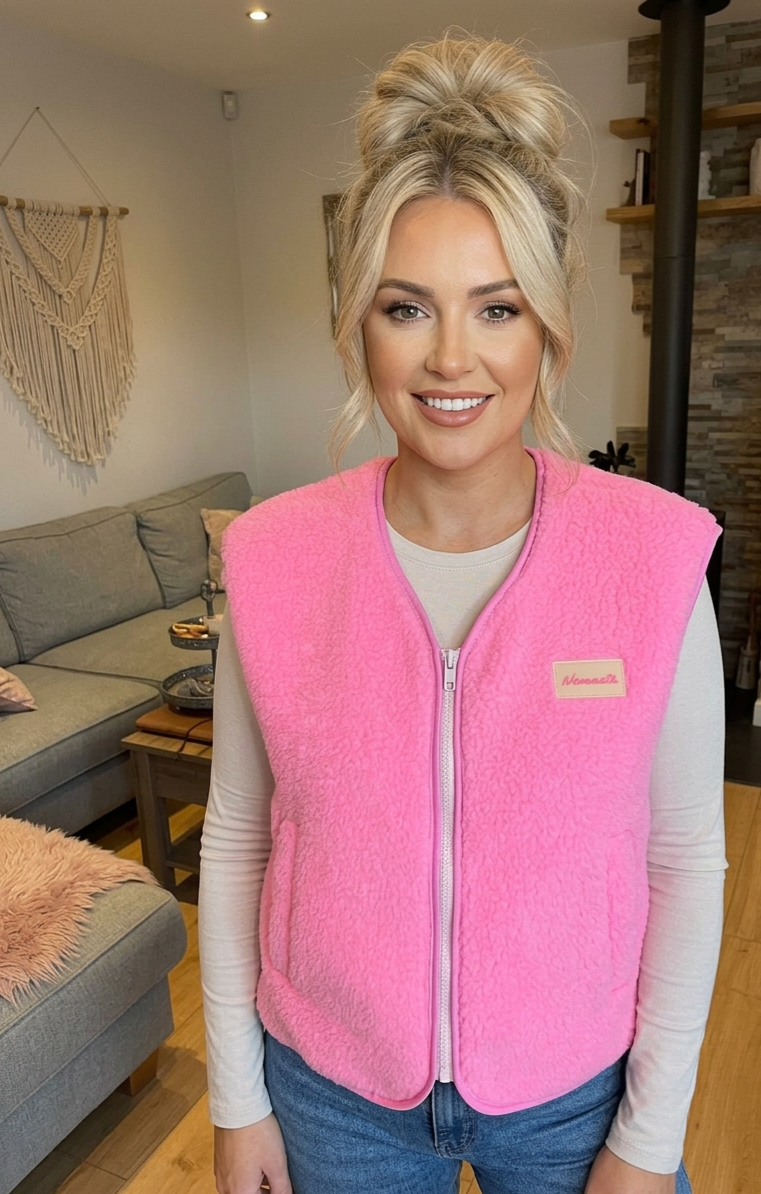 Teddy Weste Damen Namaste – Kuschelige Sherpa Fleece Weste mit Reißverschluss