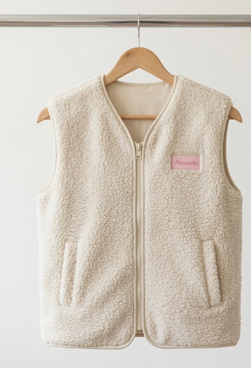 Teddy Weste Damen Namaste – Kuschelige Sherpa Fleece Weste mit Reißverschluss
