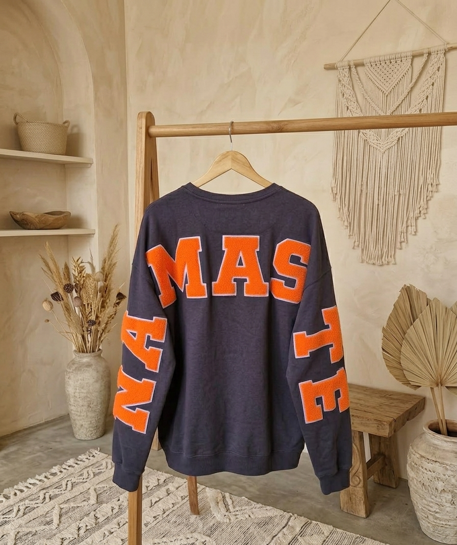 Yoga Club Oversized Sweatshirt Damen – Namaste Print mit Chenille-Applikation | Athleisure