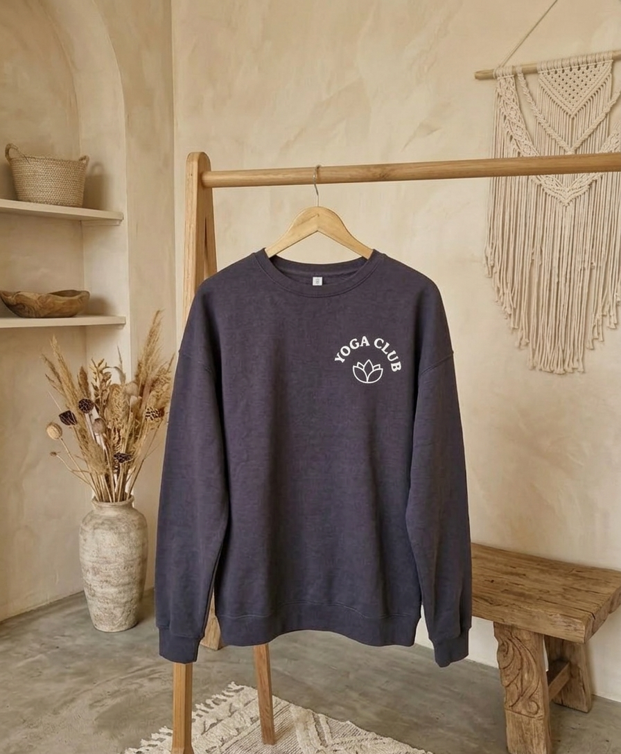 Yoga Club Oversized Sweatshirt Damen – Namaste Print mit Chenille-Applikation | Athleisure