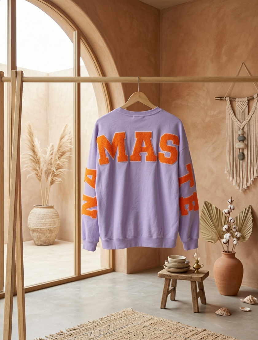 Yoga Club Oversized Sweatshirt Damen – Namaste Print mit Chenille-Applikation | Athleisure