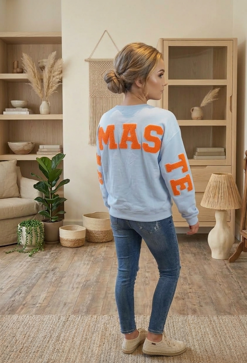 Yoga Club Oversized Sweatshirt Damen – Namaste Print mit Chenille-Applikation | Athleisure