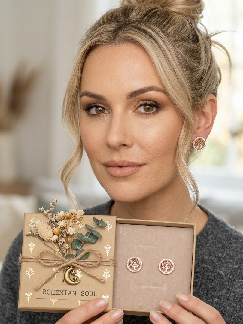 Lebensbaum Ohrstecker Silber Edelstahl – Tree of Life Ohrringe Nickelfrei | Damen