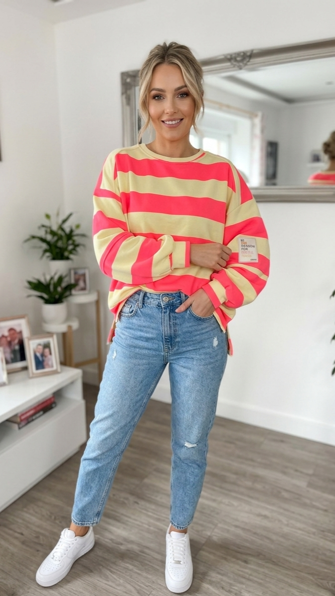 Oversize Sweatshirt Neon-Pink & Pastellgelb | Dein Statement-Piece