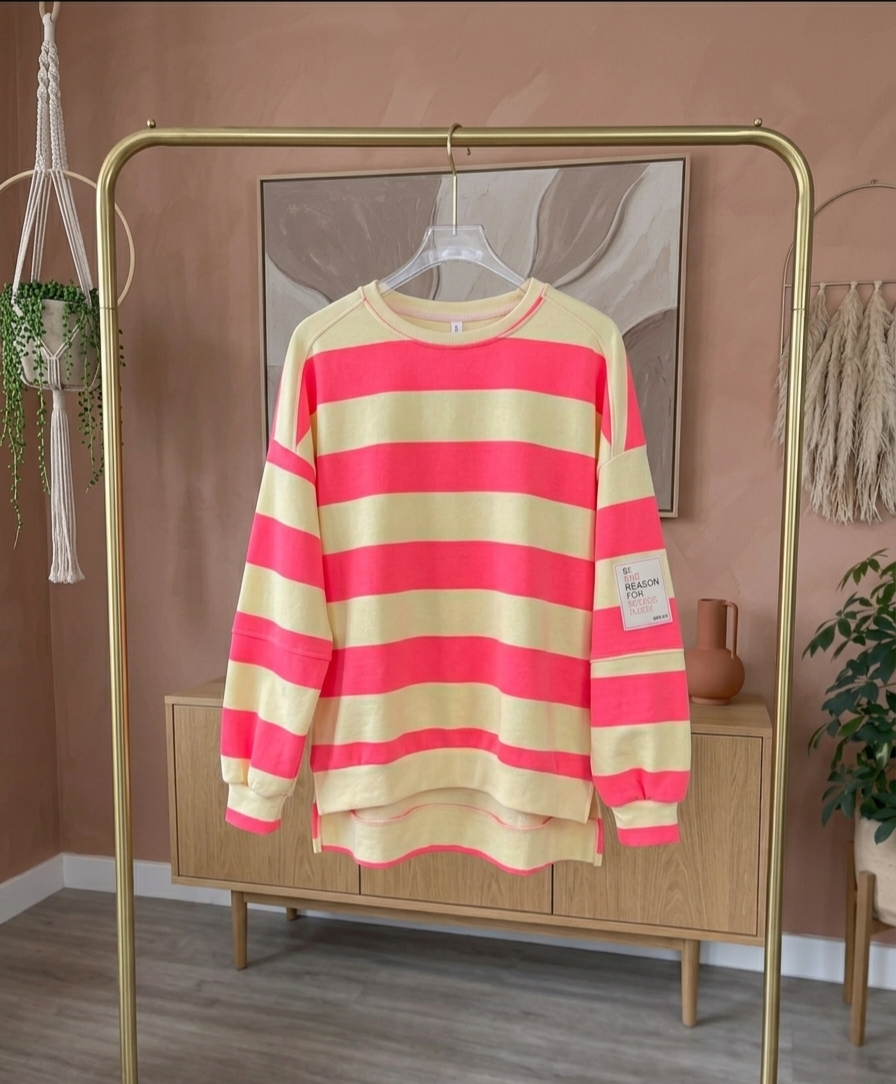 Oversize Sweatshirt Neon-Pink & Pastellgelb | Dein Statement-Piece