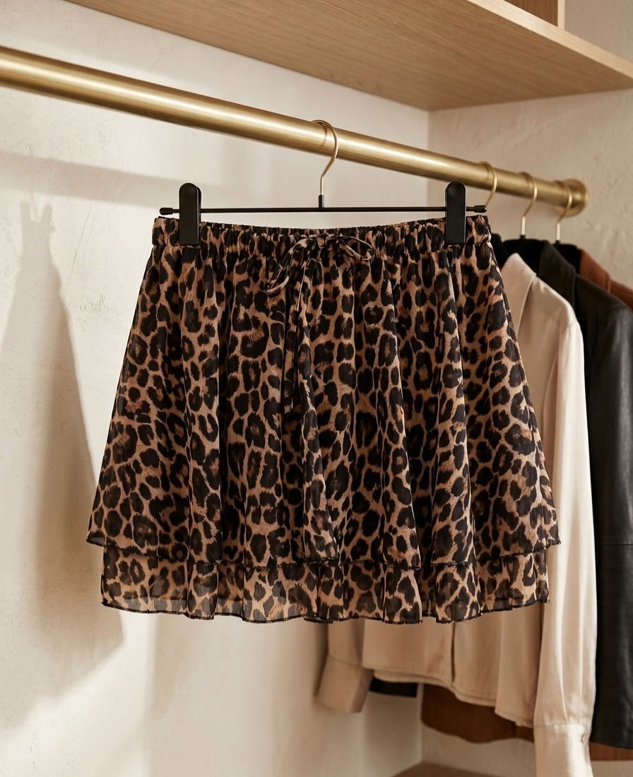 Leo-Print Hosenrock (Skort) – Damen Minirock mit Shorts in Animal Print