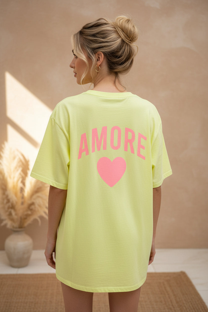 Amour Herzprint T-Shirt – 100% Baumwolle, One Size | Chilli Girl Collection