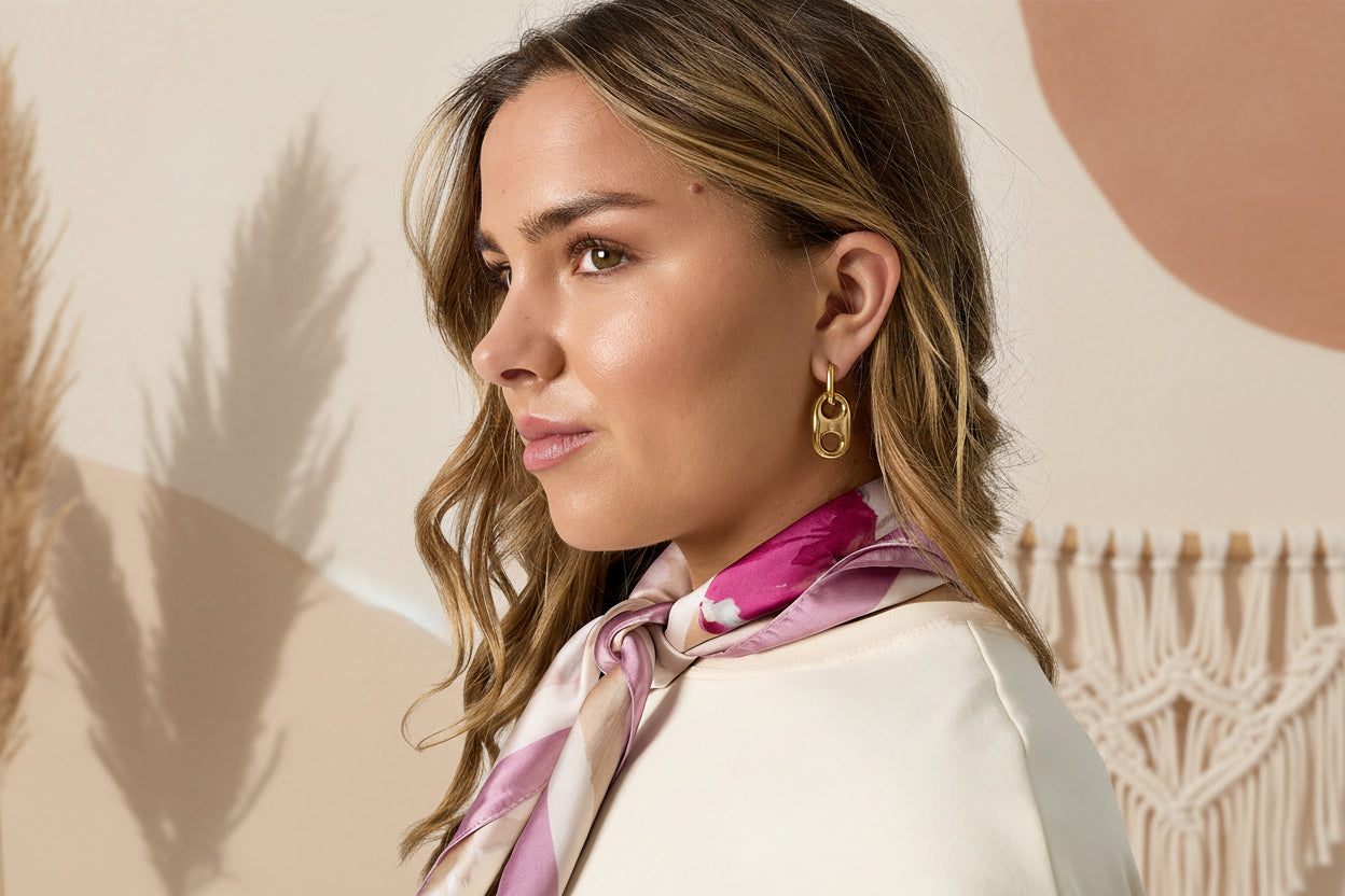 Earrings with button detail