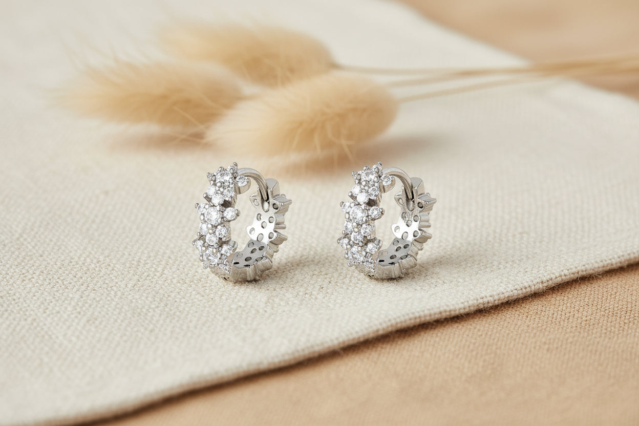 Star rhinestone hoop earrings - copper