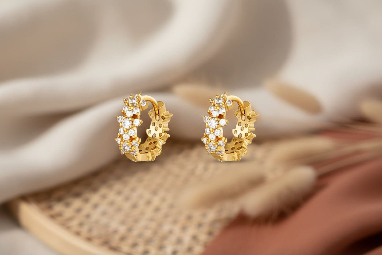 Star rhinestone hoop earrings - copper