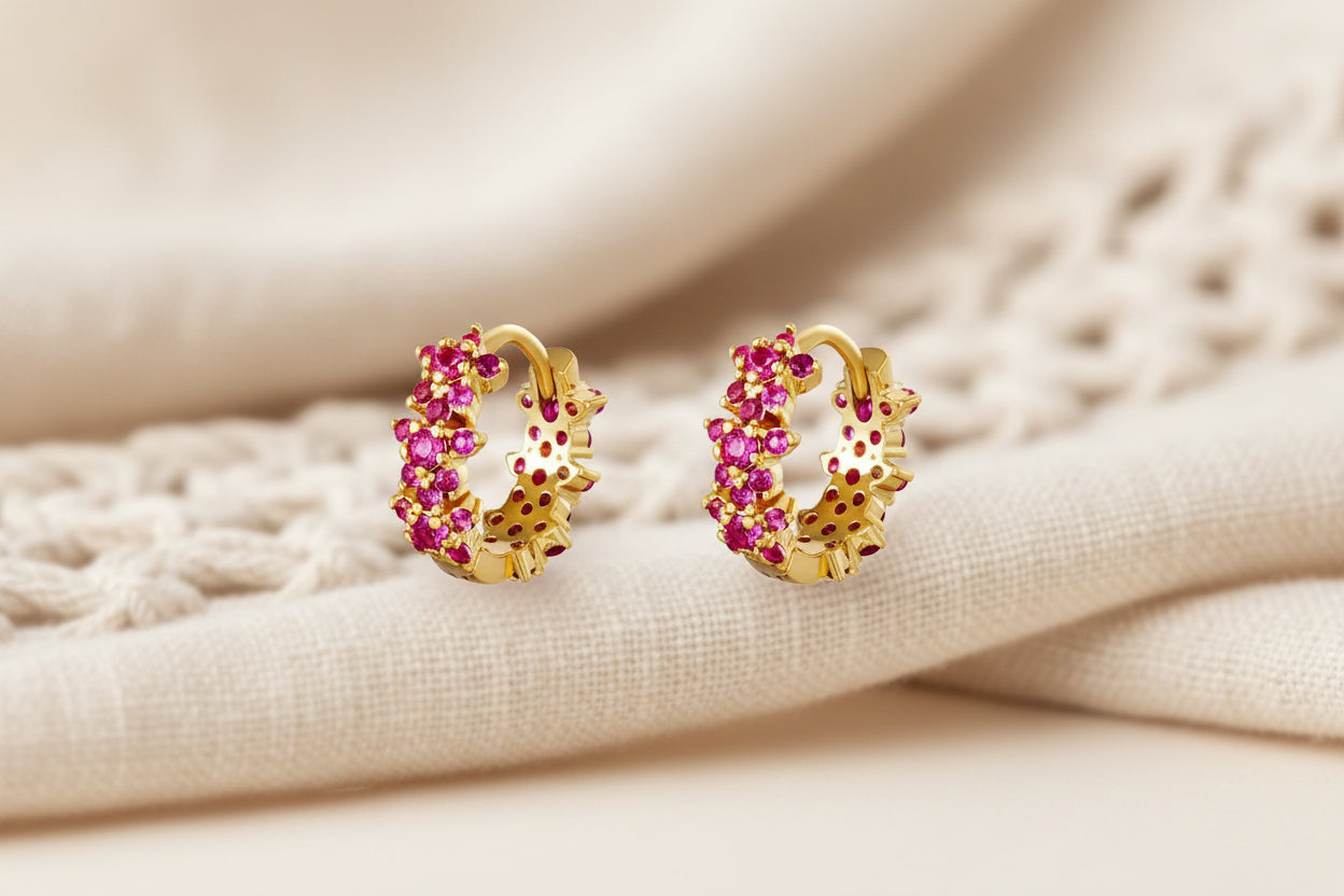 Star rhinestone hoop earrings - copper