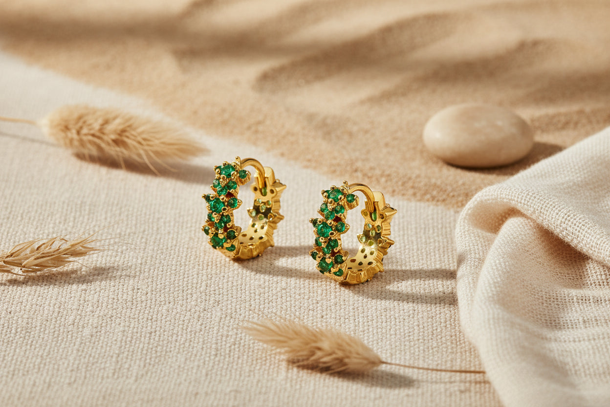 Star rhinestone hoop earrings - copper
