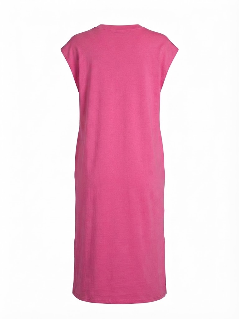 T-Shirt Mididress mit Seitenschlitzen | Braun & Pink | One Size S-L