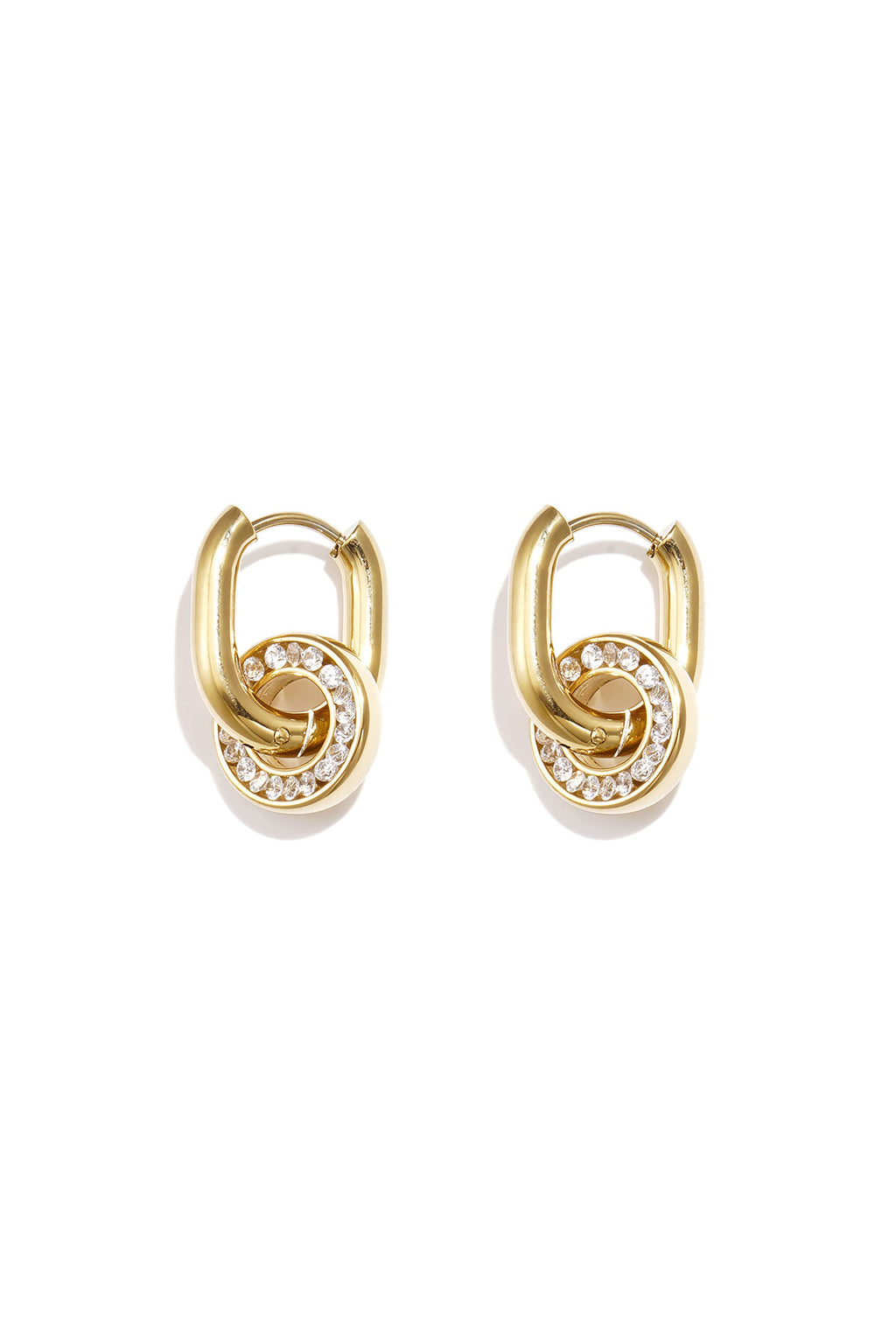 Oval earrings with set circle pendant