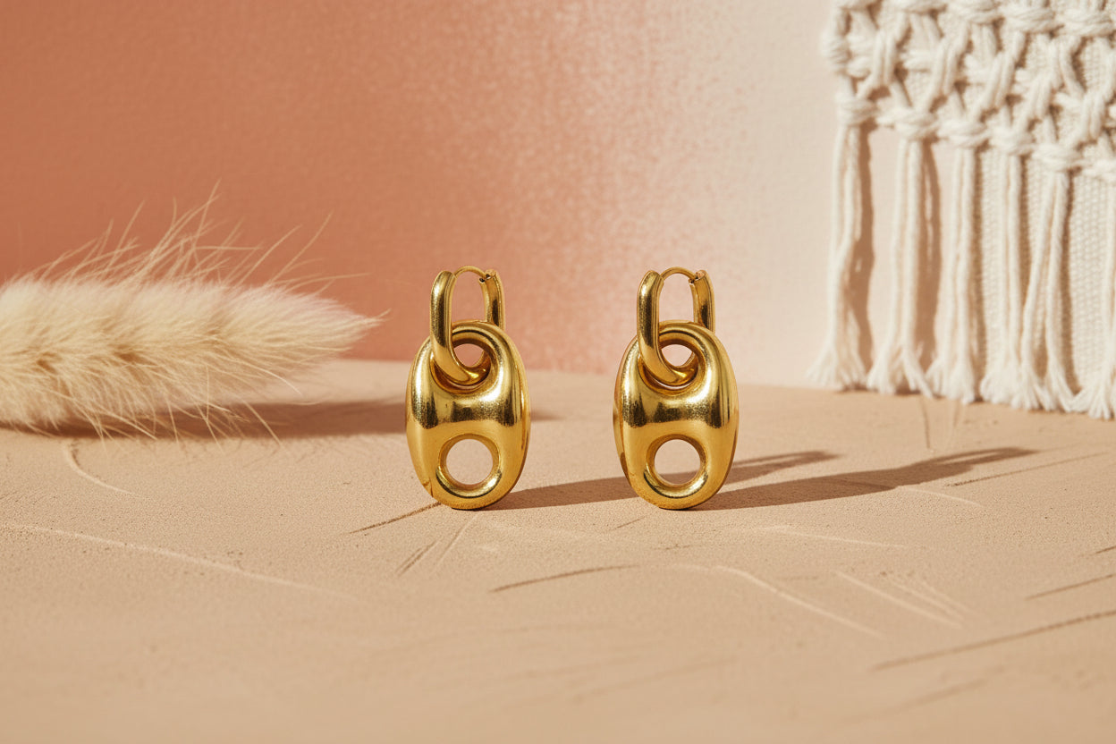Earrings with button detail
