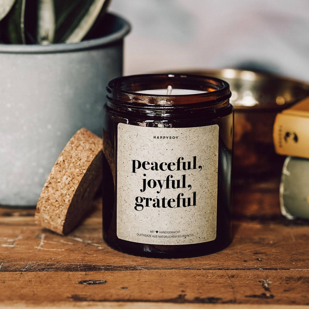 Duftkerze Peaceful Joyful Grateful – Yoga & Meditation Kerze | Soja Duftkerze