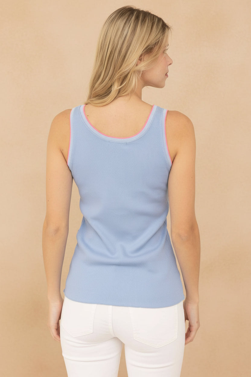 Tanktop Neon Blau – Rückenansicht, klassischer Schnitt, Größe S/M
