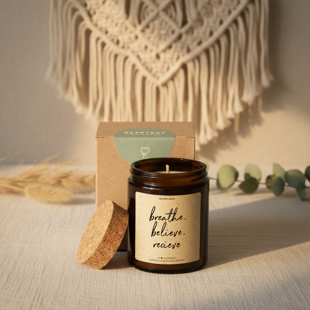 Duftkerze Breathe Believe Receive – Yoga & Meditation Kerze | Soja Duftkerze