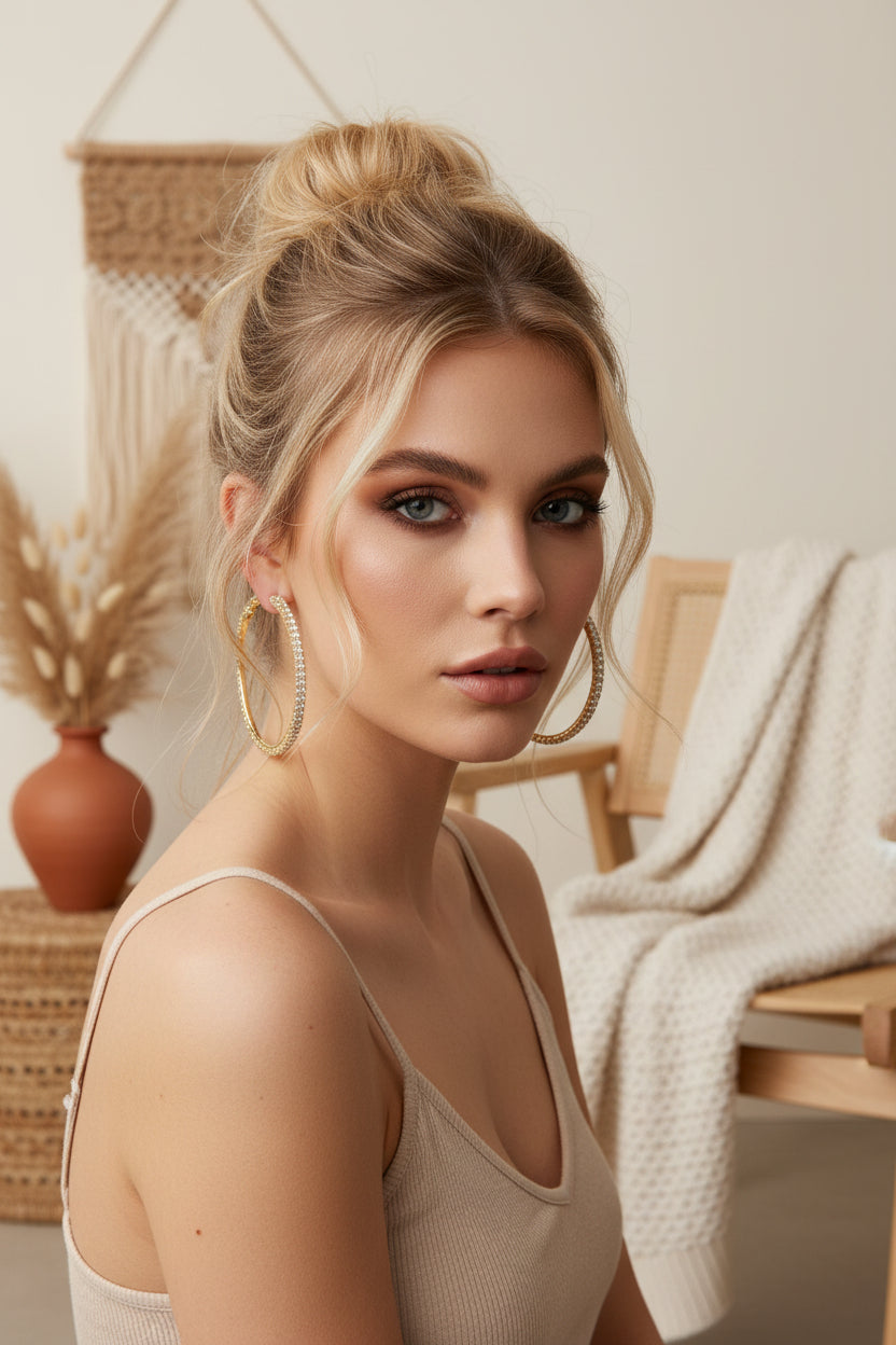 Copper Hoop Earrings Geometric Elegant Christmas Luxurious Series Women's jewelry