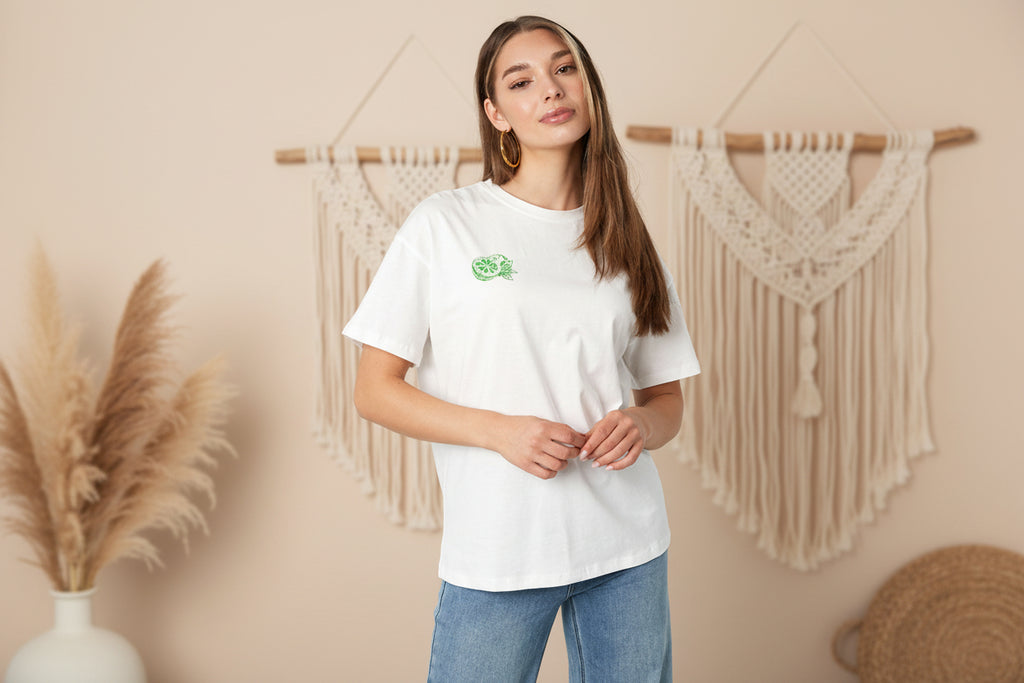 Knitted Women's T-shirt Casual Botanical