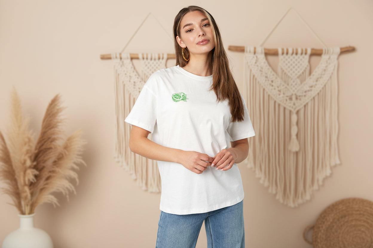 Knitted Women's T-shirt Casual Botanical