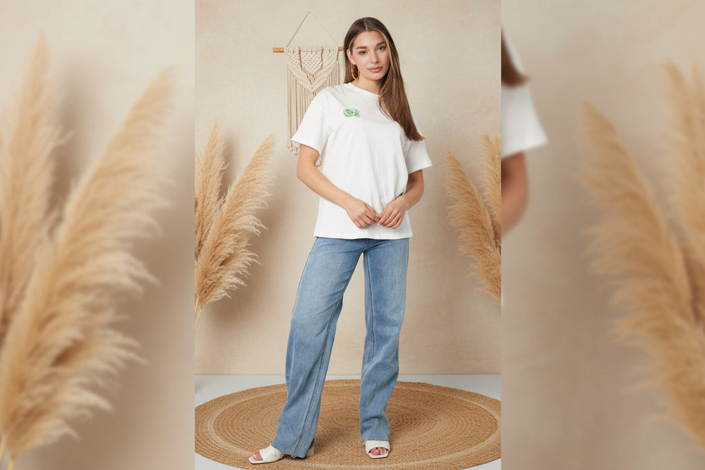 Knitted Women's T-shirt Casual Botanical