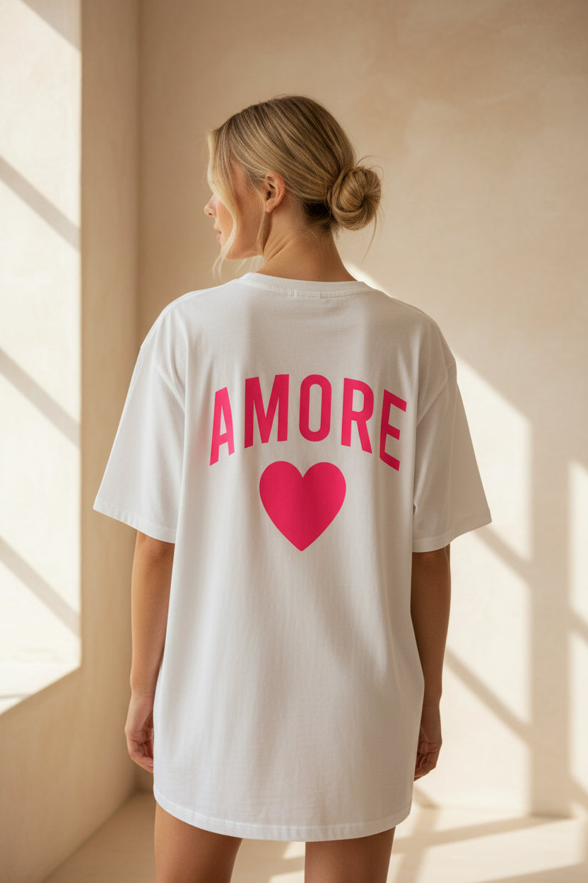 Amour Herzprint T-Shirt – 100% Baumwolle, One Size | Chilli Girl Collection