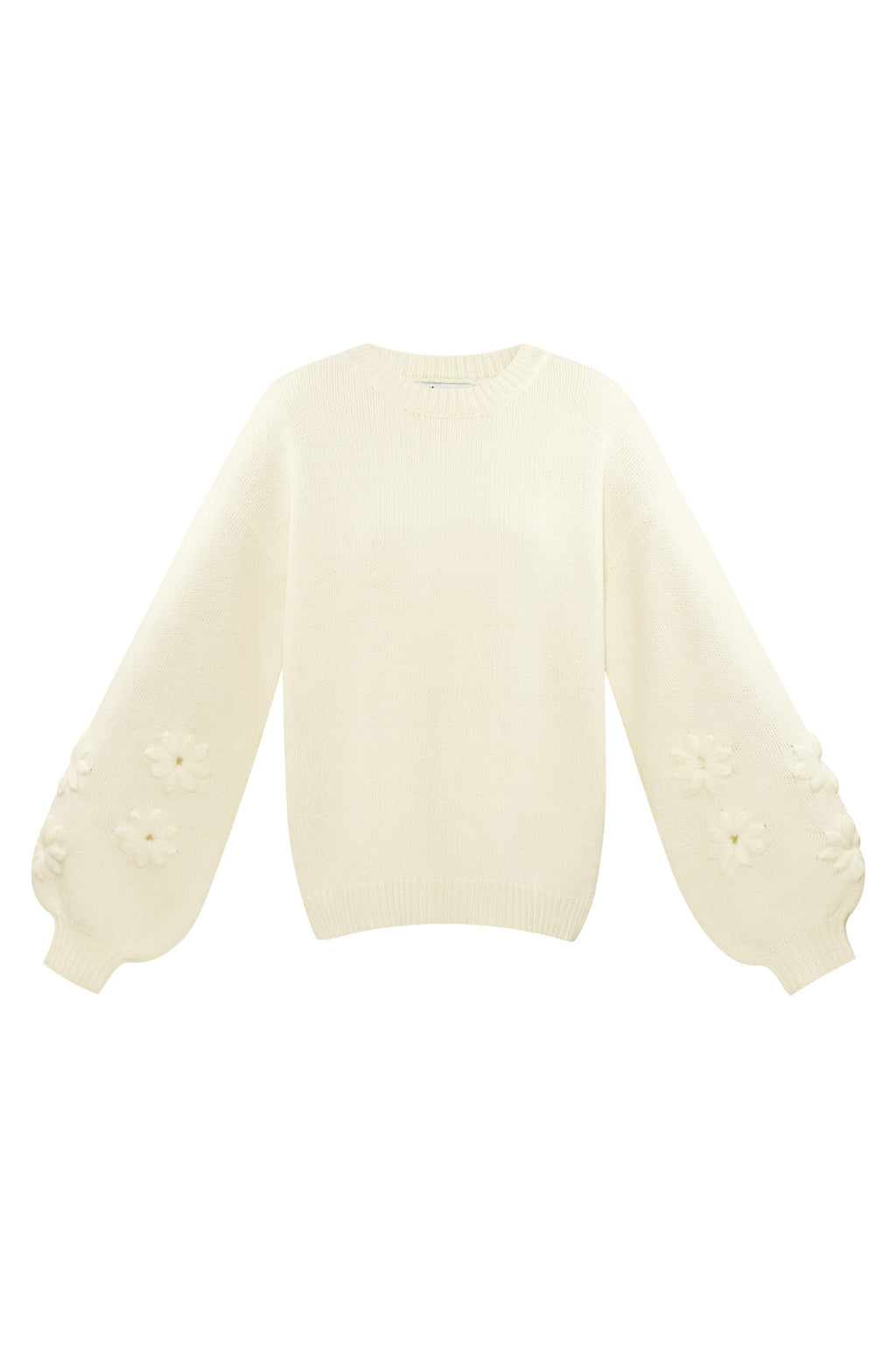 Knitted Wool Blend Women's Oversized Sweater Floral Applique