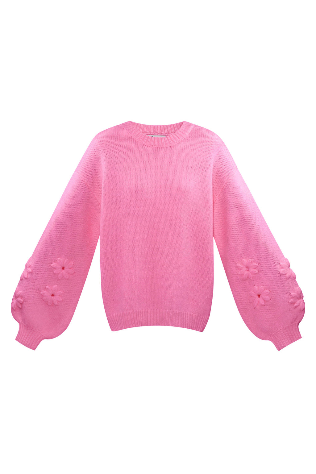 Knitted Wool Blend Women's Oversized Sweater Floral Applique