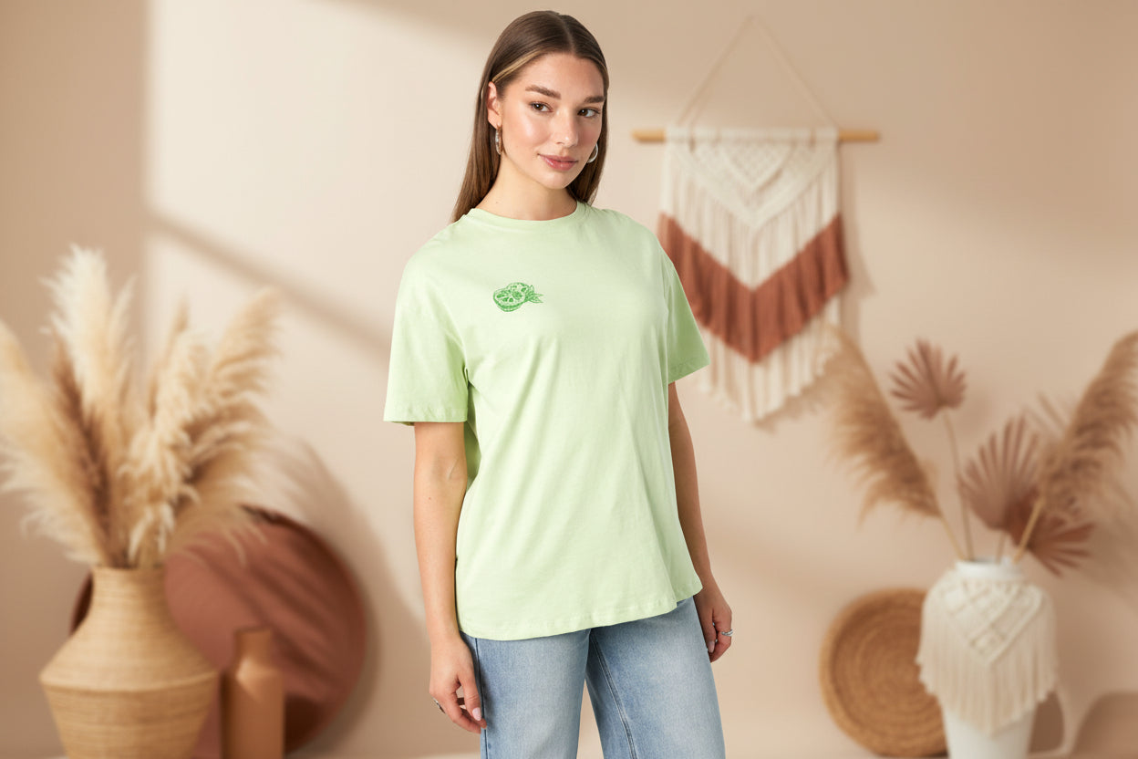 Knitted Women's T-shirt Casual Botanical