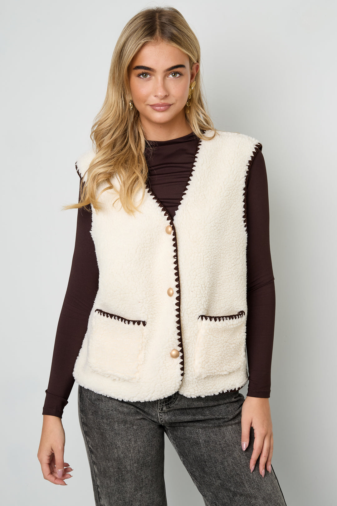 Woven Polyester Fiber Women's Vests Casual Fall/Winter Color Clash