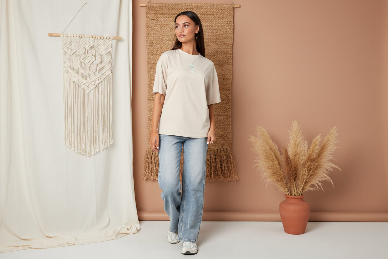 Cotton Knitted Women's T-shirt Casual Letters