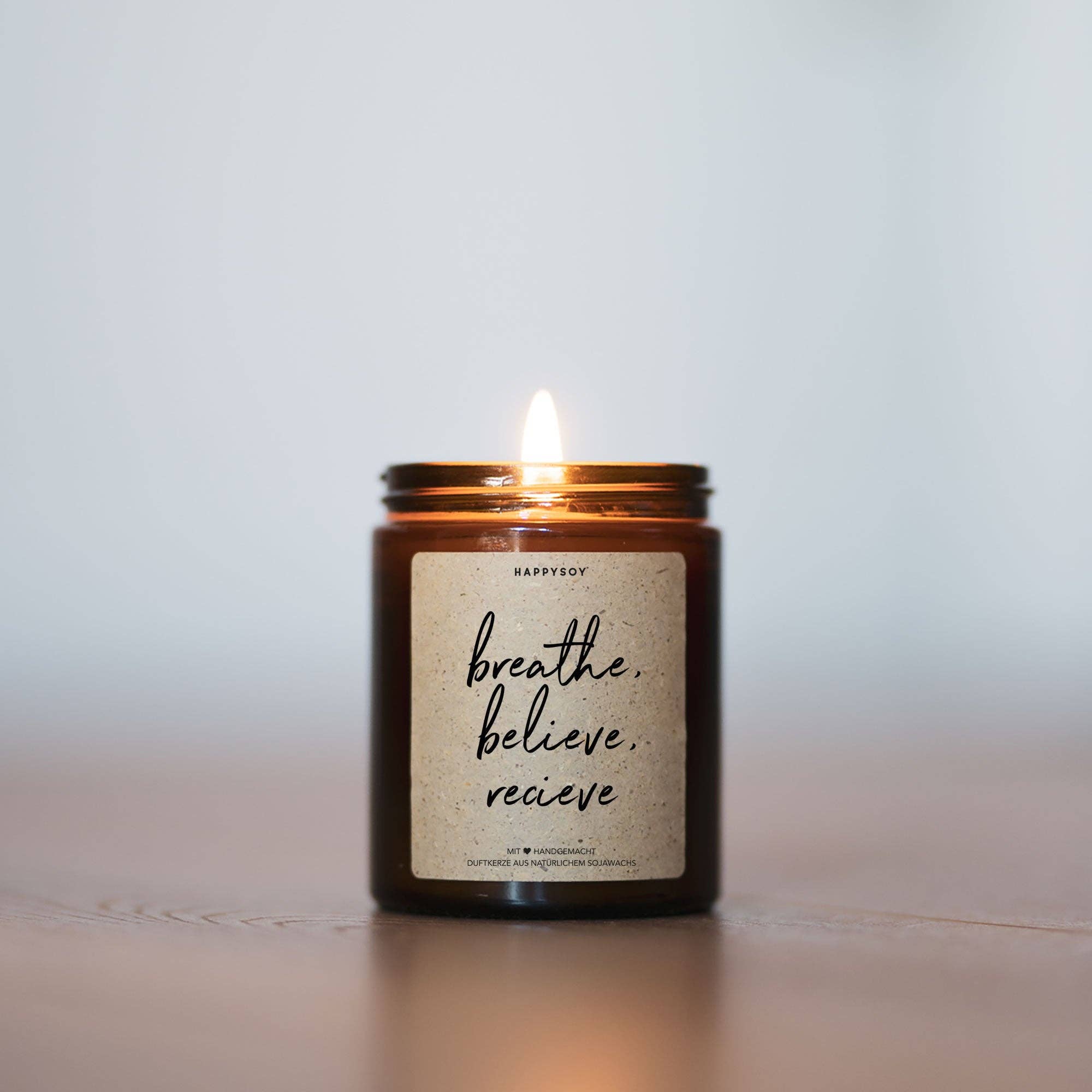 Duftkerze Breathe Believe Receive – Yoga & Meditation Kerze | Soja Duftkerze